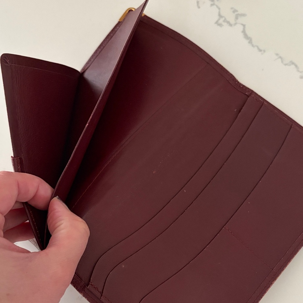 Vintage Cartier Burgundy Leather checkbook/planner/card holder long wallet - Picture 4 of 7